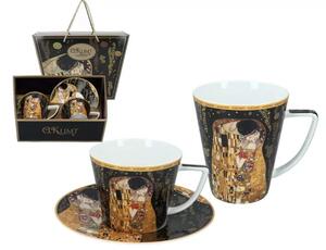 Šálka s podšálkou 230ml + hrnček 400 ml Gustav Klimt 360 ml The Kiss, CARMANI (Porcelánová šálka s podšálkou + hrnček z kolekcie Gustav Klimt)