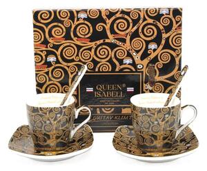 Set 2 ks espresso šálka s podšálkou 80 ml,Gustav Klimt The Treess Heritage of Arts of Queen Isabell (Porcelánový set espresso šálok z kolekcie Gustav Klimt)