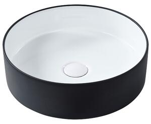 Kúpeľňové umývadlo na dosku čierne keramické lesklé 40 cm okrúhle moderný štýl kúpeľňa