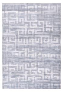 Izbový koberec sivý 140 x 200 cm geometrický vzor protišmyková spodná strana vhodný na podlahové kúrenie