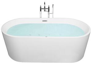 Samostatne stojaca vírivá vaňa biela sanitárny akrylát 170 x 80 cm s LED oválna moderný dizajn