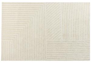 Koberec béžový vlnený 200 x 300 cm pásikavý vzor jednofarebný moderný minimalistický koberec obývacia izba spálňa