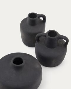 Čierne terakotové vázy v súprave 3 ks (výška 6 cm) Sofra – Kave Home