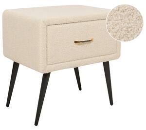 Nočný stolík béžový buklé čalúnenie 1 zásuvka minimalistický dizajn nábytok do spálne