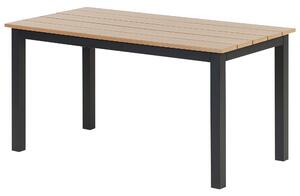 Záhradný konferenčný stolík svetlé umelé drevo vrchná doska 96 x 52 cm čierny hliníkový rám moderný štýl záhrada exteriér