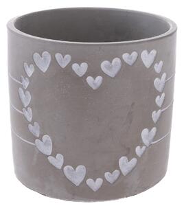 Betónový obal na kvetináč Heart of hearts sivá, 13,5 x 12 cm