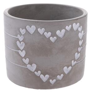 Betónový obal na kvetináč Heart of hearts sivá, 12,2 x 9,5 cm