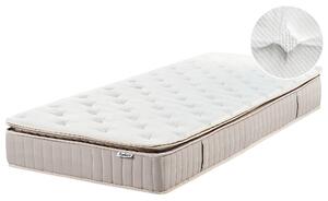 Latexový matrac s taštičkovými pružinami biela béžová 90 x 200 cm tvrdý jednolôžkový snímateľný poťah polyester spálňa doplnky