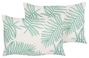 Sada 2 záhradných vankúšov béžová a zelená polyester s motívom palmových listov 40 x 60 cm moderné vonkajšie dekorácie vodoodolné