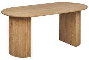Jedálenský stôl svetlé drevo MDF vrchná doska 180 x 90 cm oválny tvar nohy s drážkovaným povrchom moderný štýl kuchyňa jedáleň