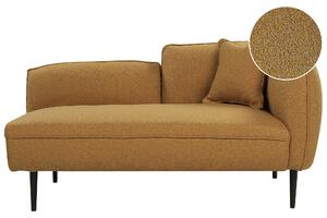 Leňoška horčicová žltá buklé čalúnenie kovové nohy pravostranná s vankúšom moderný dizajn