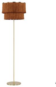 Stojaca lampa hnedá a zlatá 137 cm kovový podstavec tienidlo so strapcami moderná obývačka spálňa kancelária
