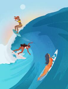 Ilustrácia Surfers, Petra Lizde, (30 x 40 cm)