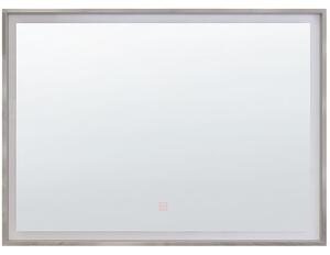 Nástenné závesné LED zrkadlo strieborné 80 x 60 cm obdĺžnikové moderné kúpeľňové