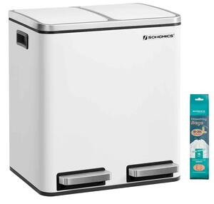 SONGMICS Kôš na triedený odpad 2 x 15 l biely