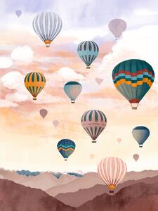 Ilustrácia Airballoon Sky, Goed Blauw, (30 x 40 cm)