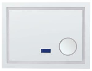 Kúpeľňové nástenné LED zrkadlo strieborné obdĺžnikové 80 x 60 cm s Bluetooth reproduktorom