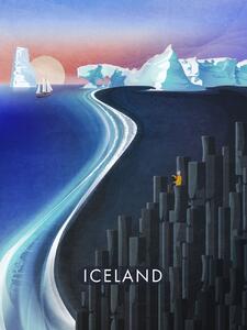 Ilustrácia Iceland, Emel Tunaboylu, (30 x 40 cm)