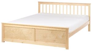 Posteľ svetlohnedá borovicové drevo MDF 160 x 200 cm s čelom minimalistický škandinávsky štýl spálňa