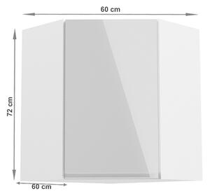 Horná rohová kuchynská skrinka Aurora G60N - biela / biely lesk