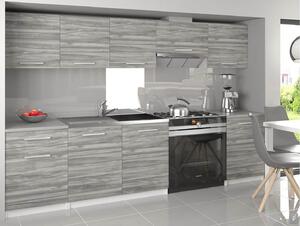 Kuchynská linka Belini 240 cm šedý antracit Glamour Wood s pracovnou doskou Uniqa3 Výrobca