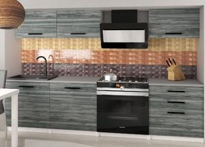 Kuchynská linka Belini 180 cm šedý antracit Glamour Wood s pracovnou doskou Laurentino2