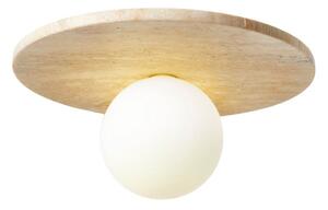 Béžové kamenné stropné svietidlo so skleneným tienidlom ø 12 cm Hilde – Opviq lights