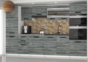 Kuchynská linka Belini 300 cm šedý antracit Glamour Wood s pracovnou doskou Syntka2