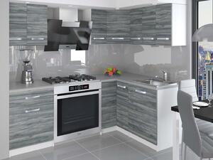 Kuchynská linka Belini 300 cm šedý antracit Glamour Wood s pracovnou doskou Armin3