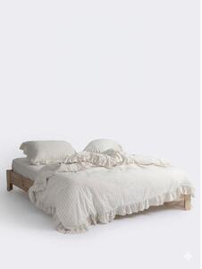 Béžové obliečky na dvojlôžko/predĺžené z bavlny Renforcé 240x220 cm Amalia Striped – Mila Home Luxury