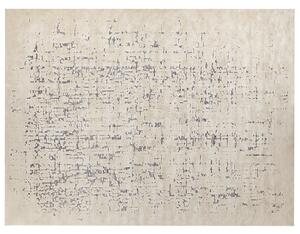 Koberec svetlobéžový polyesterový 300 x 400 cm so vzorom jednofarebný moderný minimalistický dizajn obývacia izba