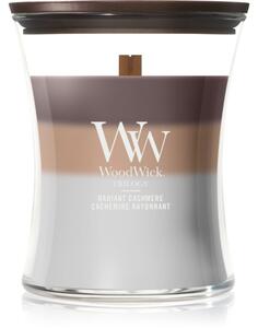 Woodwick Trilogy Radiant Cashmere vonná sviečka s dreveným knotom 275 g