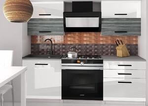 Kuchynská linka Belini 120 cm biely lesk / šedý antracit Glamour Wood pracovnou doskou Eleganta2 Výrobca