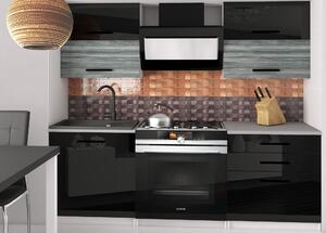 Kuchynská linka Belini 120 cm čierny lesk / šedý antracit Glamour Wood s pracovnou doskou Eleganta2