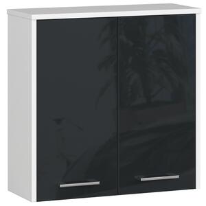 Ak furniture Závesná kúpeľňová skrinka Fin 60 cm biela/grafitová lesk