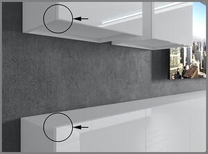Obývacia stena 300 cm Belini biely lesk / šedý antracit Glamour Wood Imperium5 IMP 5/5/W/WGW1/0/0