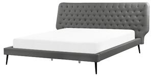 Posteľ sivá umelá koža 160 x 200 cm čalúnený rám postele s roštom prešívané čelo moderný dizajn
