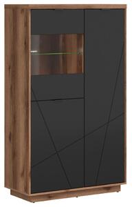 VITRÍNA, čierna, farby duba, 94/157/42,5 cm - Sklenené vitríny, Online Only