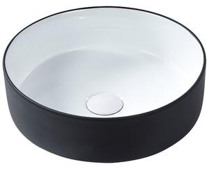 Kúpeľňové umývadlo na dosku čierne keramické lesklé 36 cm okrúhle moderný štýl