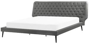 Posteľ sivá umelá koža 180 x 200 cm čalúnený rám postele s roštom prešívané čelo moderný dizajn