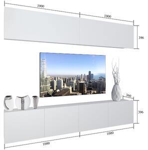 Obývacia stena Belini Premium Full Version biely lesk / šedý antracit Glamour Wood + LED osvetlenie Nexum 87