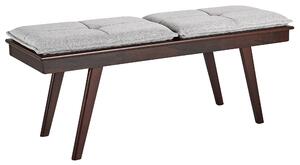 Lavička do predsiene tmavé drevo MDF svetlosivý polyester retro tradičný dizajn