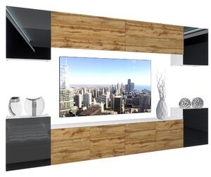 Obývacia stena Belini Premium Full Version dub wotan / čierny lesk + LED osvetlenie Nexum 69 Výrobca