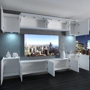 Obývacia stena Belini Premium Full Version biely lesk / dub sonoma + LED osvetlenie Nexum 59