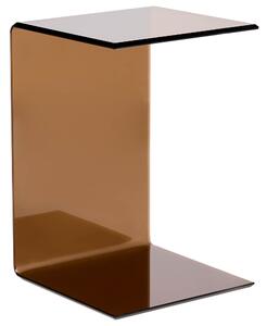 Odkladací stolík hnedý polopriehľadný bezpečnostné sklo 40 x 61 cm obdĺžnikový tvar konzolový moderný glamour štýl obývačka