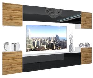Obývacia stena Belini Premium Full Version dub wotan / čierny lesk + LED osvetlenie Nexum 68 Výrobca