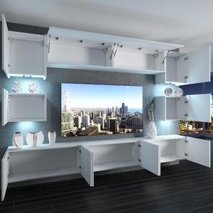 Obývacia stena Belini Premium Full Version biely lesk / dub sonoma + LED osvetlenie Nexum 42