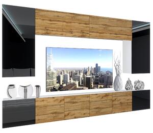 Obývacia stena Belini Premium Full Version dub wotan / čierny lesk + LED osvetlenie Nexum 31 Výrobca