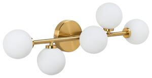 Nástenná lampa zlatá s 5 žiarovkami kov železo svietidlo moderné osvetlenie obývacia izba jedáleň spálňa