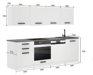Kuchynská linka Belini Premium Full Version 240 cm biely mat s pracovnou doskou ALICE